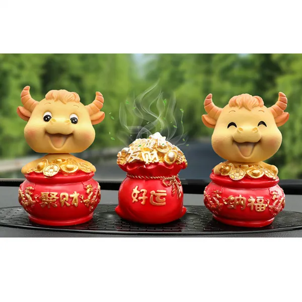 Jan.14 226번 소의 해 자동차 인테리어 소품 차량 마스코트 머리 흔들기 재물 보기 봇물 터지듯 차재 장식 용품 대반전z 5_재물 을 모 으 고 재물 을 모 으 는 + 나 복