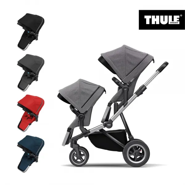 툴레 슬리크 Sleek 쌍둥이 다둥이 디럭스 유모차 Thule, 본품+시블링/에너지레드