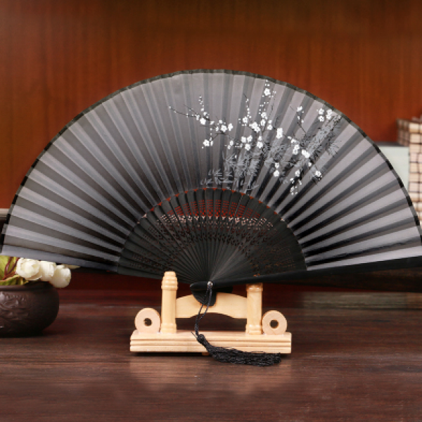 수양버들 엔틱 접이식 차이나 여성 복 클래식 실크 비단 여름 무드 데일러 매진