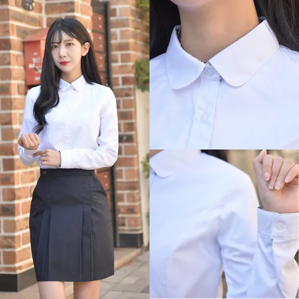 [교복몰] 스판 둥근카라 교복 블라우스