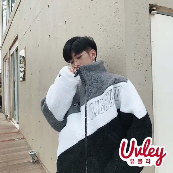 유블리 남성 루즈핏 집업 털재킷 후리스 남자겨울아우터 겨울집업 학생룩 커플점퍼 양털점퍼 홍대패션 힙합패션 힙한코디 스트릿패션 (UV2118024JH) 가르시