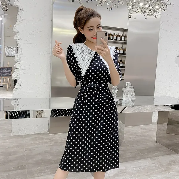 패션이루 도트 롱 레이스 쉬폰 원피스 여름 여성 캐주얼 하객룩