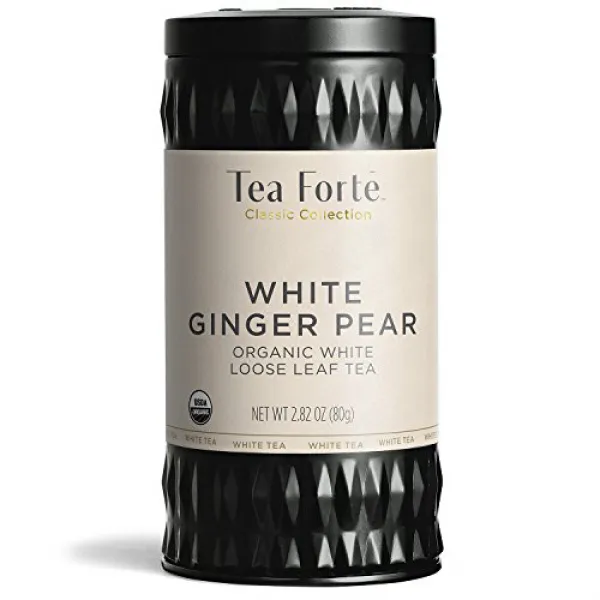 차 포트 티 유기농 티백 화이트 진저 펄 79.9g 루스 리프 티 용기 Tea Forté Organic White Tea WHITE GINGER PEAR 2.82 Ounce L, 1