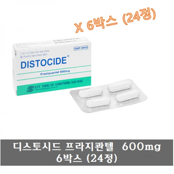 디스토시드 프라지콴텔 600mg 6박스 (24정), 6box