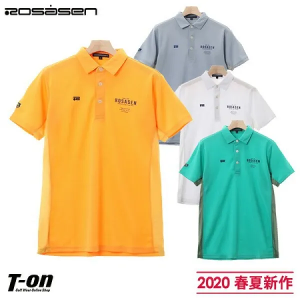 러 서 센 ROSASEN 맨즈 폴로 셔츠 반소매 스트레치흡 수속 건수하싸이드 메쉬 교환 로고 프린트 2020 봄과, LL 52
