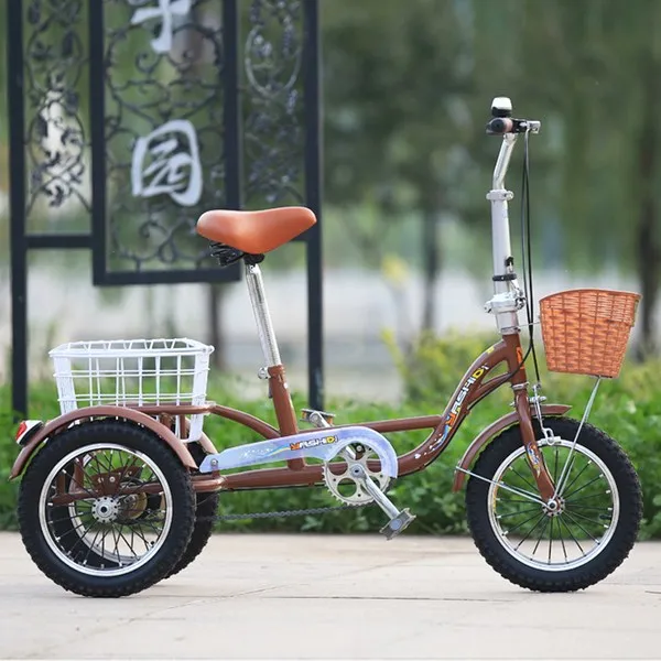 어른용 성인 세발자전거 유아동승자전거 3발자전거, 카키 야채 바구니
