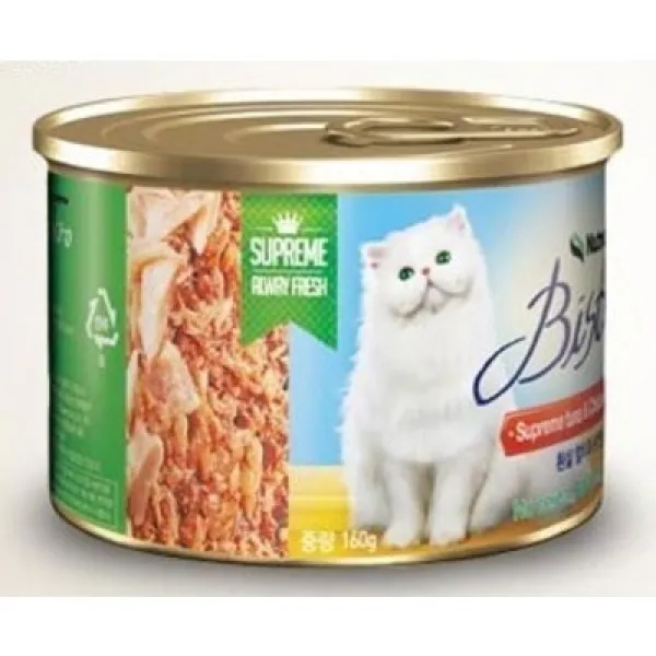 비스트로 고양이용 흰살참치와 닭안심 캔, 24개입, 160g