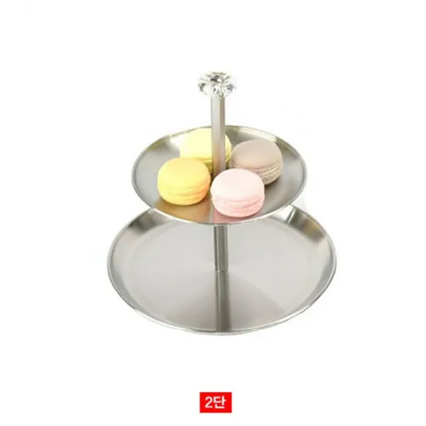 싸고예쁜그릇 스텐 2단서빙스텐드 조립식 2단다단접시 Ki+00278ea Ea