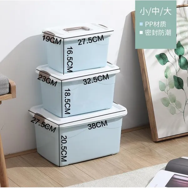 마켓쵸 플라스틱수납함 큰사이즈 라지 정리 특별히 구분하다 특대사이즈 도르래 방수 부품통 두꺼운 침실 룩 비닐 테, 아주새롭운업그레이드특후한돈마카롱블루빅.미드.스몰쓰리피