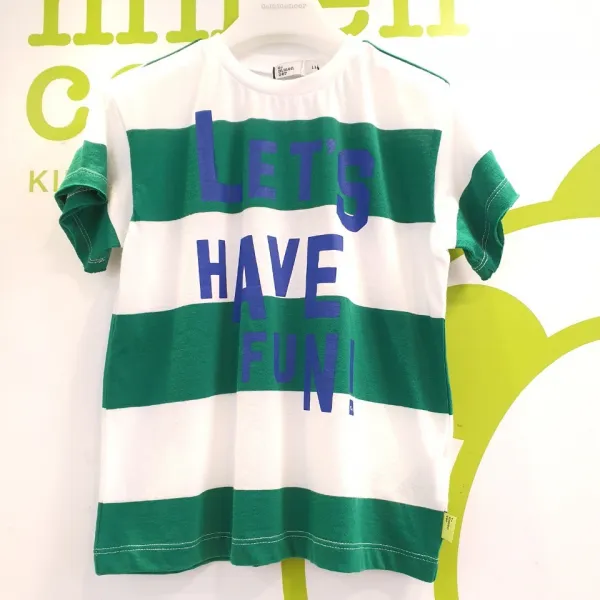 꼬망스 스트라이프 레터링 단가라 티셔츠 뉴코아울산성남점