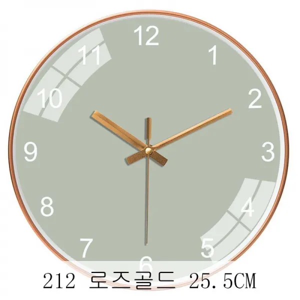 뉴타임즈14 벽시계 거실 순회색 벽걸이 시계 무음 XT06 A10, 212 로즈골드 25.5CM
