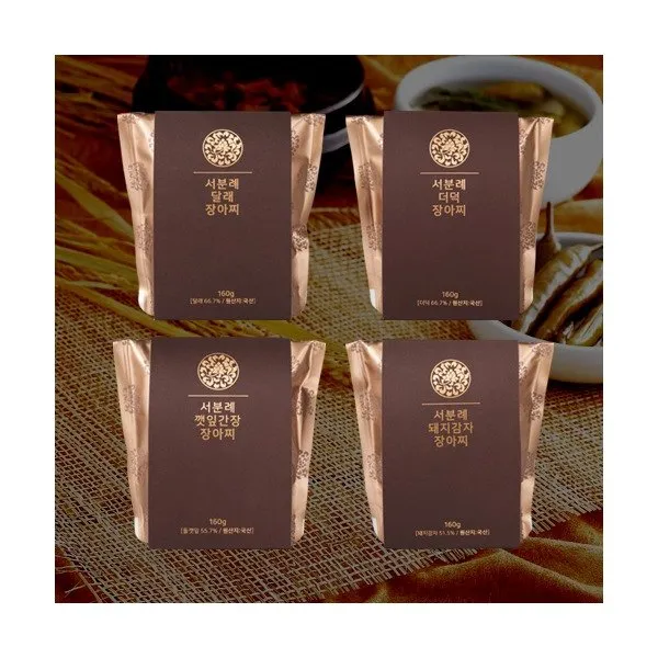 [서일농원] ()서분례 명인 장아찌 총 4종 4팩(더덕1팩+달래1팩+깻잎간장1팩+돼지감자1, 상세 설명 참조