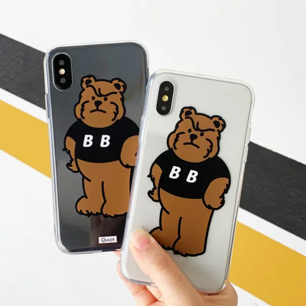 아울러마켓 아이폰 앵그리 BB베어 투명 젤리 케이스 휴대폰