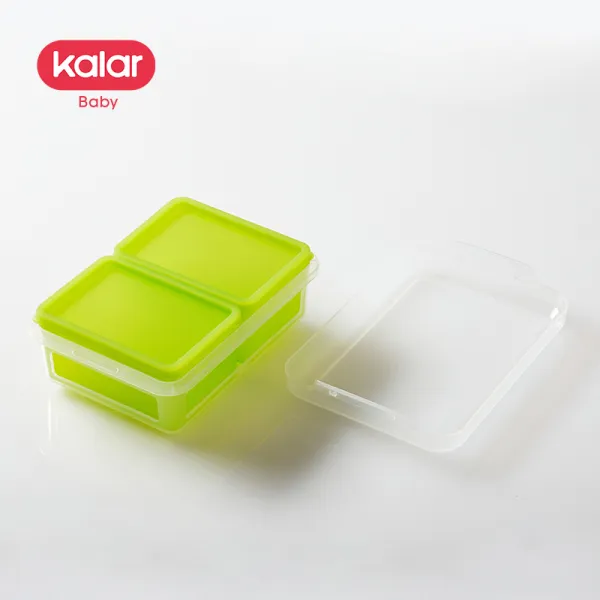 Kalar 실리콘 식품 보충 상자 유아식 냉동고 상자 얼음 트레이 보관 뚜껑 밀봉 스낵 상자가있는 신선한, 단일옵션, 그린 2 라지 콤비 500ml (2 개 구매시 한시적으로 1 개 무료)