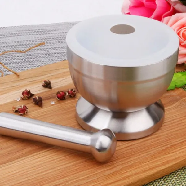 스텐 미니절구 공뚜껑포함 마늘 깨 견과류 멧돌 주방 조회 67174ea