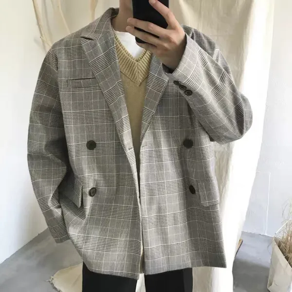 아차 와 아구 겨울 가을 옷 클래식 체크 평상복으로 홑옷을 입다 코트 연달아 선생님 조류 건달 멋지다 XF