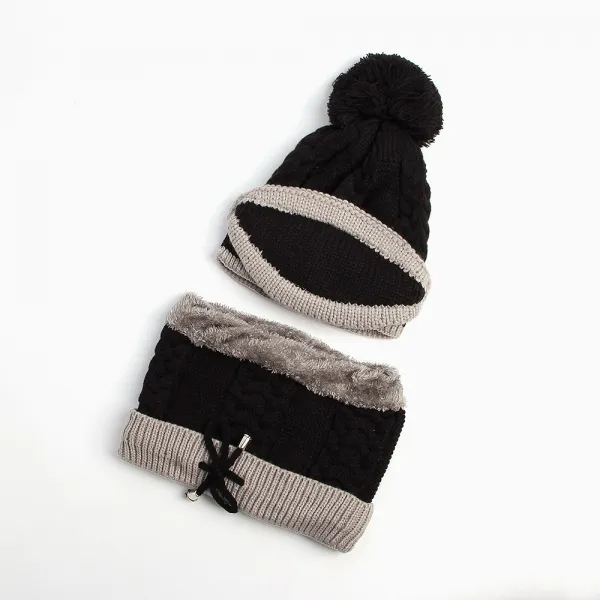 라엘 넥워머 털모자세트 블랙 니트마스크모자