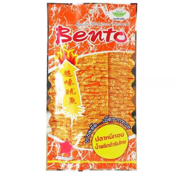 Bento & Co Squid Seafood 스낵 Thai Chili Paste Flavor Very Hot Wt 24 G 0.85oz X 5 팩 2세트, 1개