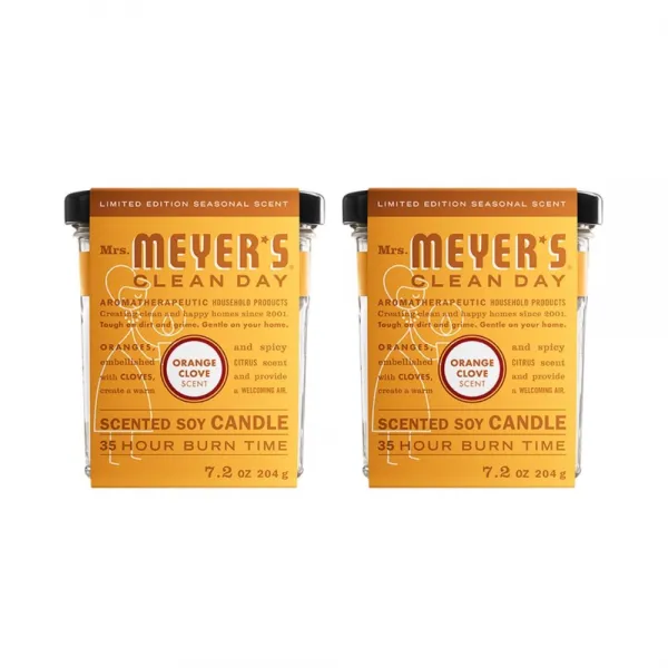 미세스 메이어스 클린데이 Mrs. Meyers Clean Day Soy Candle 캔들 오렌지 클로브 7.2oz(204g) 2팩