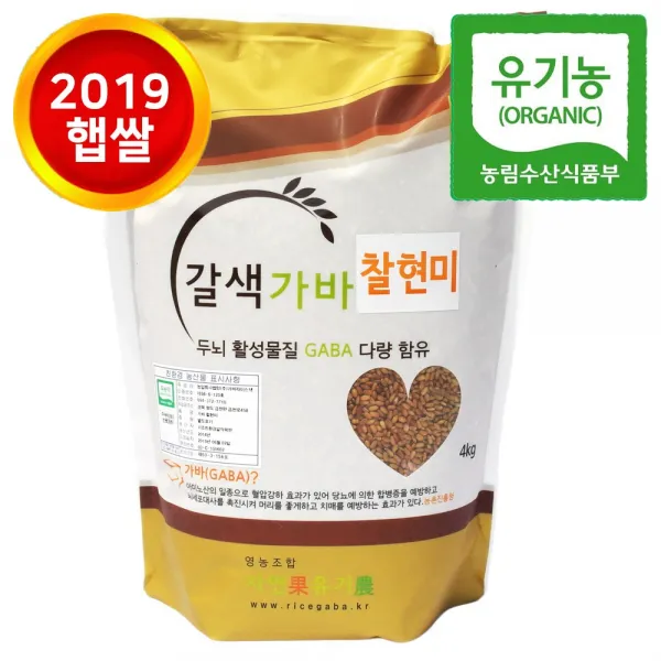 지구마을 특허받은 친환경 유기농쌀 야생 갈색가바쌀 가바찰현미 4kg, 단일상품