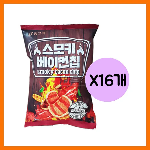 233 돈벼락몰 / 빙그레 스모키 베이컨칩 매콤불맛 70gx16개 매콤불맛과자 기타스낵, 단일 수량