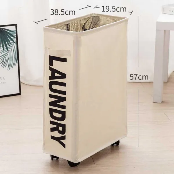 빨래정리바구니 세탁바구니 빨래바스켓 가정용 퀼트 룩 더러운옷 테 수납 가능 접밴드 바퀴 옷통 미끈함 보트화베이지 38.5 *19.