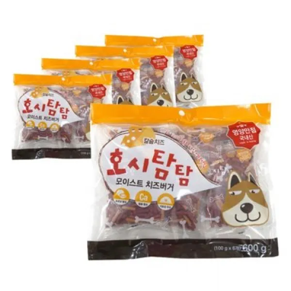 호시탐탐 모이스트 애견간식 져키 600g, 치즈버거, 5개