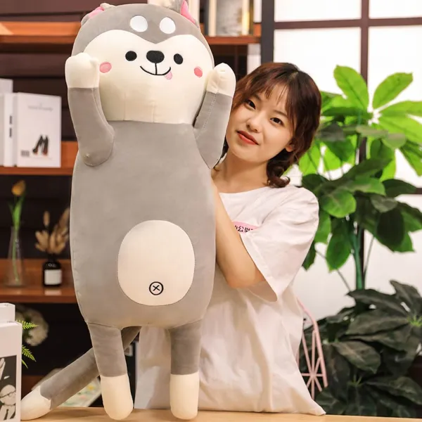 위파인더 공장 직매장조 허스키 털 인형 피규어 애견 동반 수면 쿠션 집 슬립온 베개, 봉숭아 배 얼굴