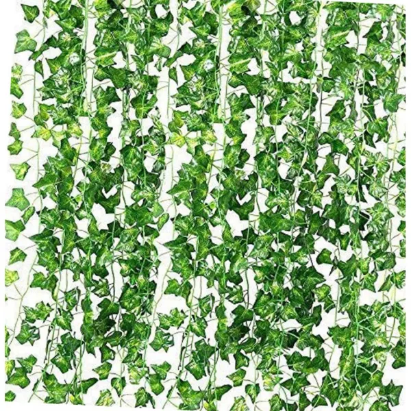 BEMSM 긴 인공 아이비 인조녹지 잎사귀 화환식물 포도나무 단풍 웨딩가든 가정주방 사무실 벽장식 12개 2m