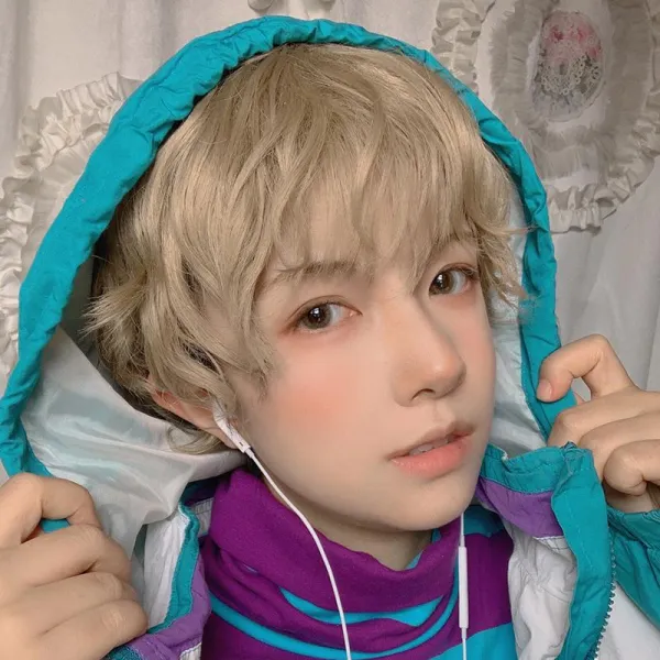 협력사 골드베이지 짧은 숏컷 미소년 컷트 헤어 전체 통가발 1개