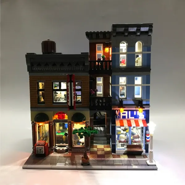 레고호환블럭 11010 모듈러 코너 정비소 2798pcs 합배송 LEDx2포함 재고 10264, 형사 사무실 + 조명