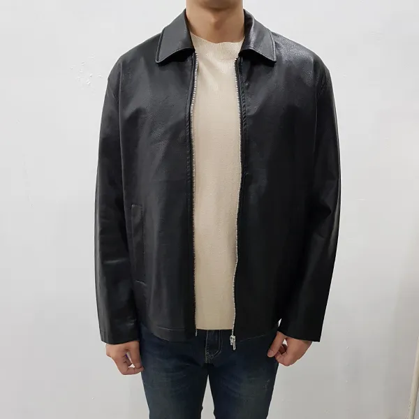 디파스텔 남성용 미니멀 라이더 가죽 자켓