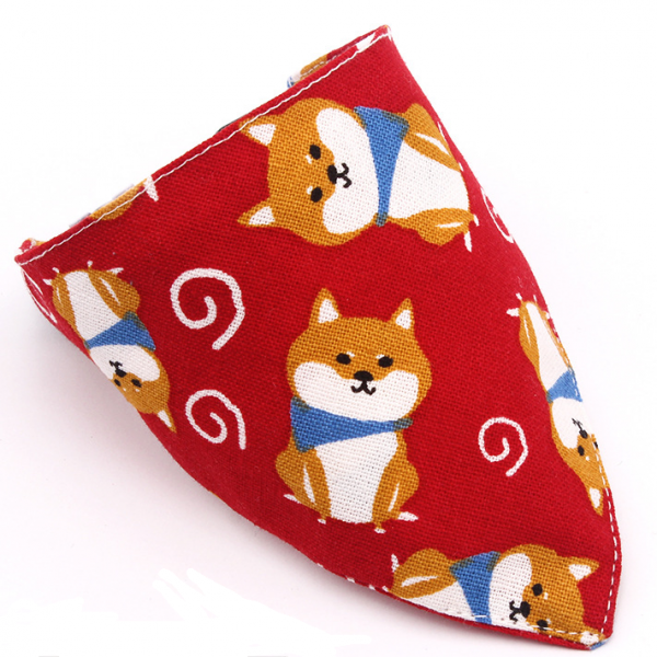 꿀펫 시바견당초스카프 반다나 1개 캐릭터스카프레드