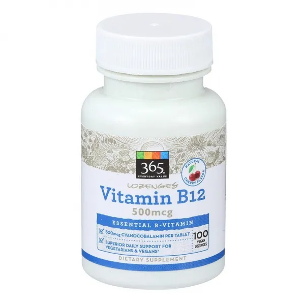 365 Everyday Value 비타민B12 시아노코발라민 500mcg 100정 악성빈혈 브레인포그, 1mg, 1개