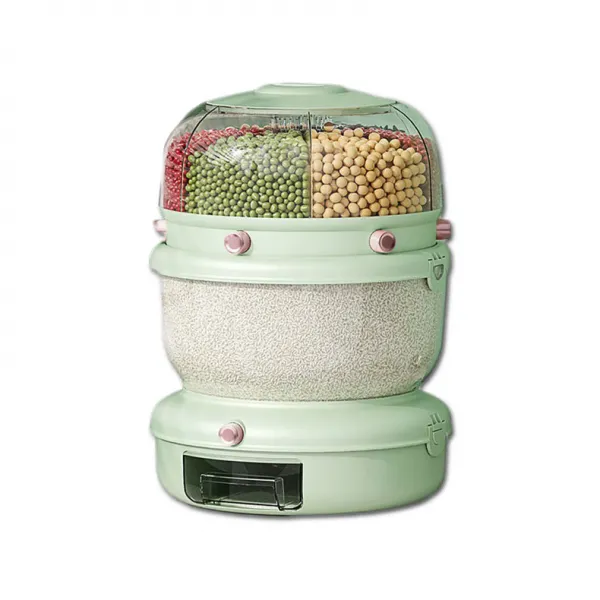 이층 회전식 잡곡통 시리얼통 7칸 용량이 적어도9kg, 연두색