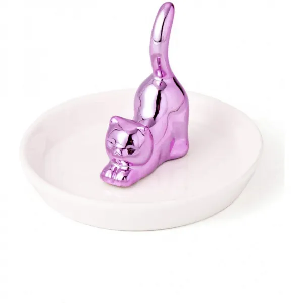 경외심 세라믹 링 홀더 접시 주얼리 트레이 웨딩 밴드 디스플레이 주최자 Cat :