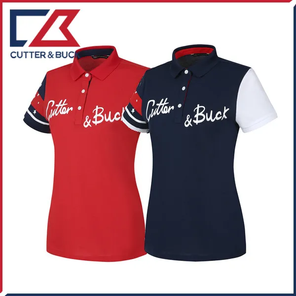 커터앤벅 여성 앞판 로고 소매 별 프린트 티셔츠 네이비