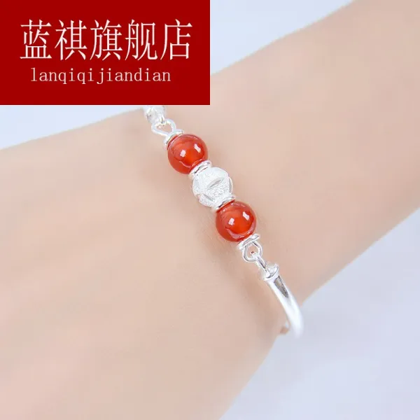 실버 팔찌 99 순은 여 재적 구슬 방울 스타일 일 은 심플 가능