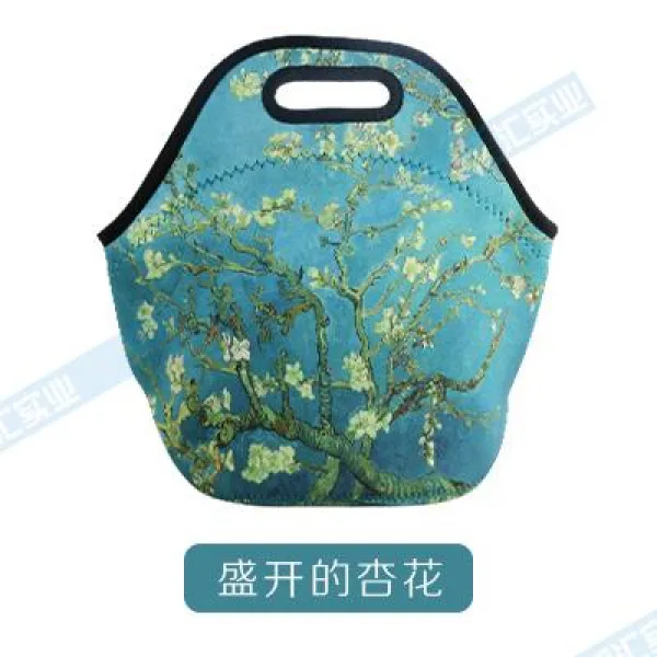 보냉백 해외무역 국다용도 손으로드는 도시락가방 점심도시락가방 학생 화이트칼라 피크닉 보온 작은손가방, T01-만발 살구 꽃