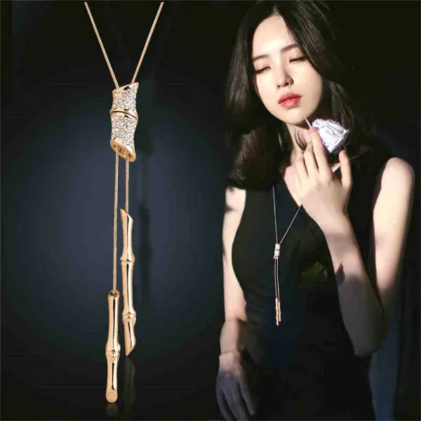 성명 전체 라인 석 술 롱 펜던트 목걸이 여성 Bijoux 패션 스웨터 쥬얼리 액세서리