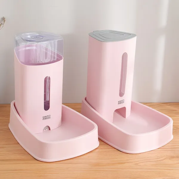 강아지 먹이를주다 두 번 꽂다 전기 애완동물 펫 대야 고양이 아니 먹이다 물을마시다 신기 in1, 간식벨 _물마이기 콤비네이션 （핑크