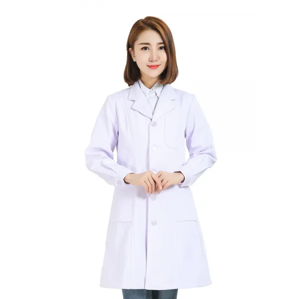 겨울 가을 기모 융 보온 수술실 가게 당직 화이트 가운을 입고 있다 긴 소매 근무복 여성