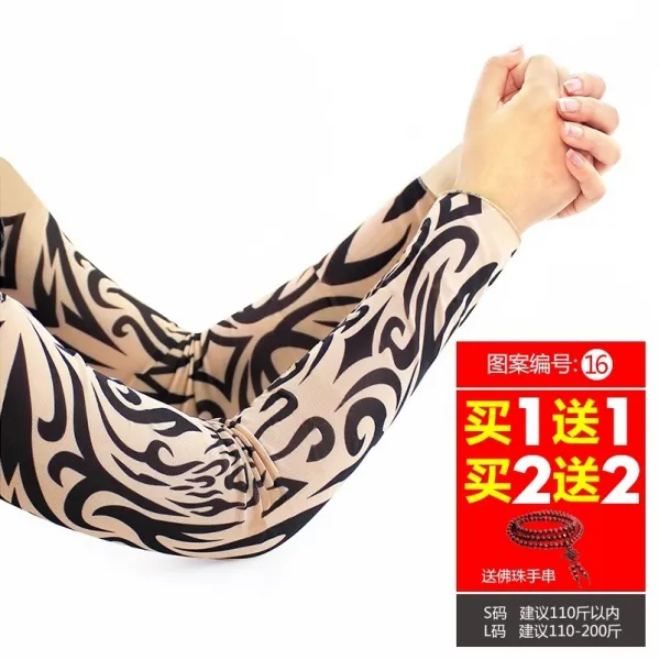 자외선차단 문신 팔뚝 가시청 여름 스 핸드 바이크 탑 행장 타입 암보호대 여인의 아웃도어 팔, L16 염주를 보내다 팔찌