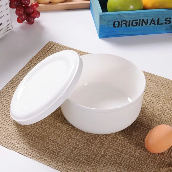 뒷바다 순수 흰색 골자 사발 찜 계란찜 사발 도자기 사발 덮개 덮개 여러 사이즈 전자레인지 적용 백자 덮개, 상세페이지 참조