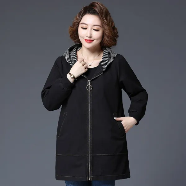 새 살집 중년 여 가을 청복 상의 200 엄마웨어 오버사이즈 트렌치코트 미디움