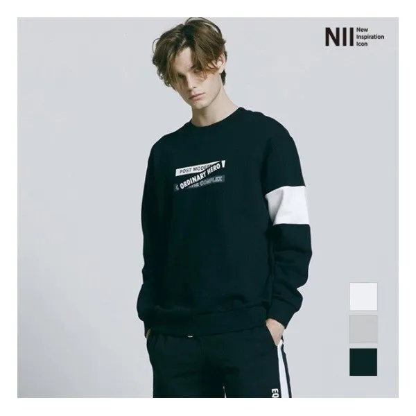 [니] [NII] 공용 그래픽 소매배색 기모 맨투맨_2NNUAMUSC111
