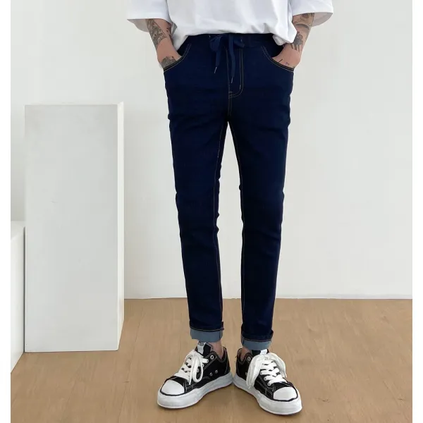 넨즈 밴딩 슬림일자 남소 데님팬츠 (S~2XL)