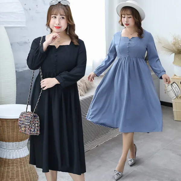 오늘도 자신있게 키스미 2019가을신상 여성 빅사이즈 원피스 여자 롱원피스 쉬폰원피스 블랙 4xl 긴팔원피스 티셔츠 루즈핏 H