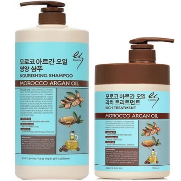 LG생활건강 엘라스틴 모로코 아르간 영양샴푸 1350ml + 트리트먼트 1000ml 세트 닥터그루트 샘플증정, 1세트, 2350ml