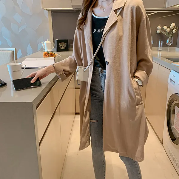 여성 여름린넨 썸머 가디건 린넨 롱 자켓